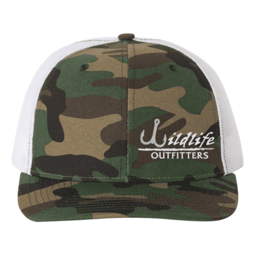 Left Panel Fishing Army Camo And White Color Hat