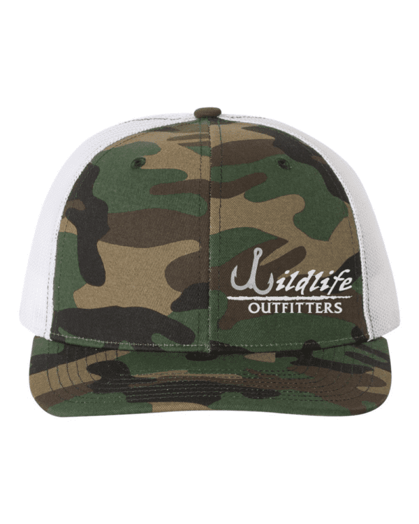 Left Panel Fishing Army Camo And White Color Hat