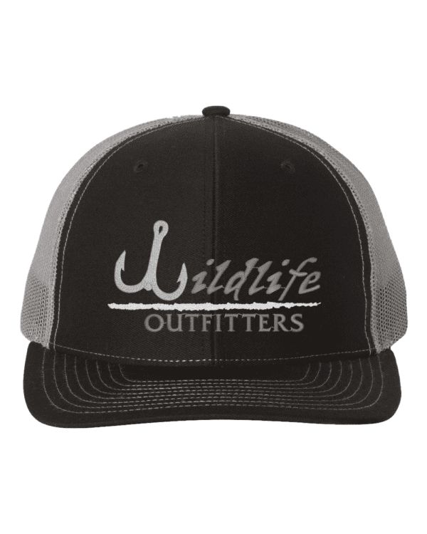 Full Panel Fishing Black And Charcoal Color Hat
