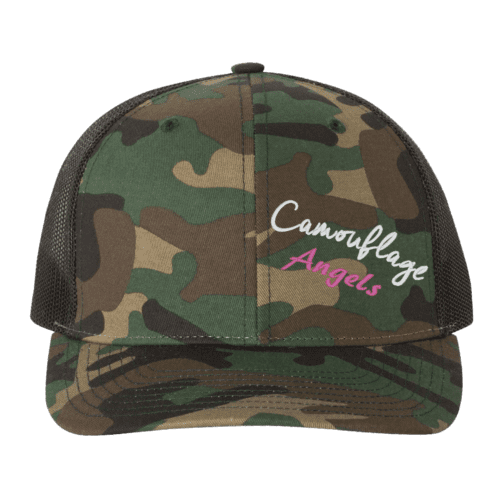 Camouflage Angels Army Camo And Black Trucker Hat