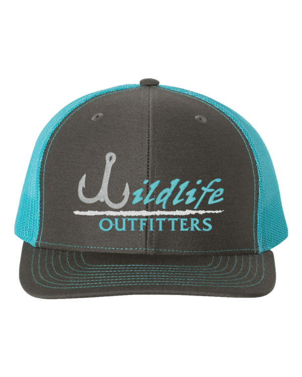 Full Panel Fishing Charcoal And Neon Blue Hat