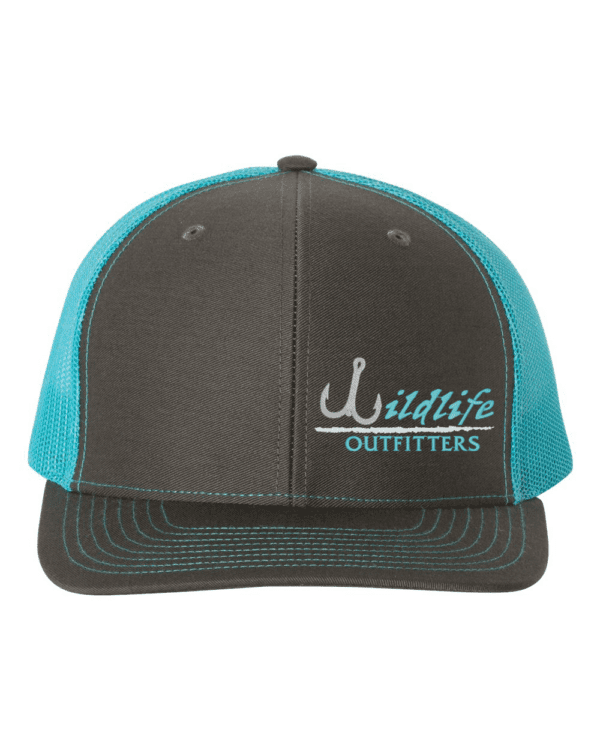 Left Panel Fishing Charcoal And Neon Blue Hat