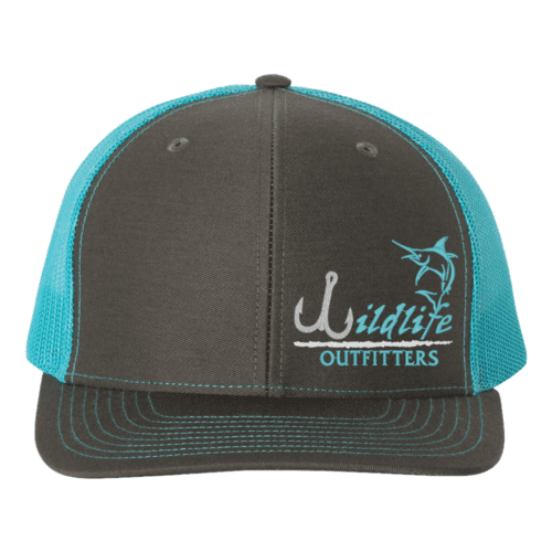 A black and neon blue cap