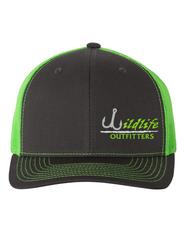 A black and neon green cap