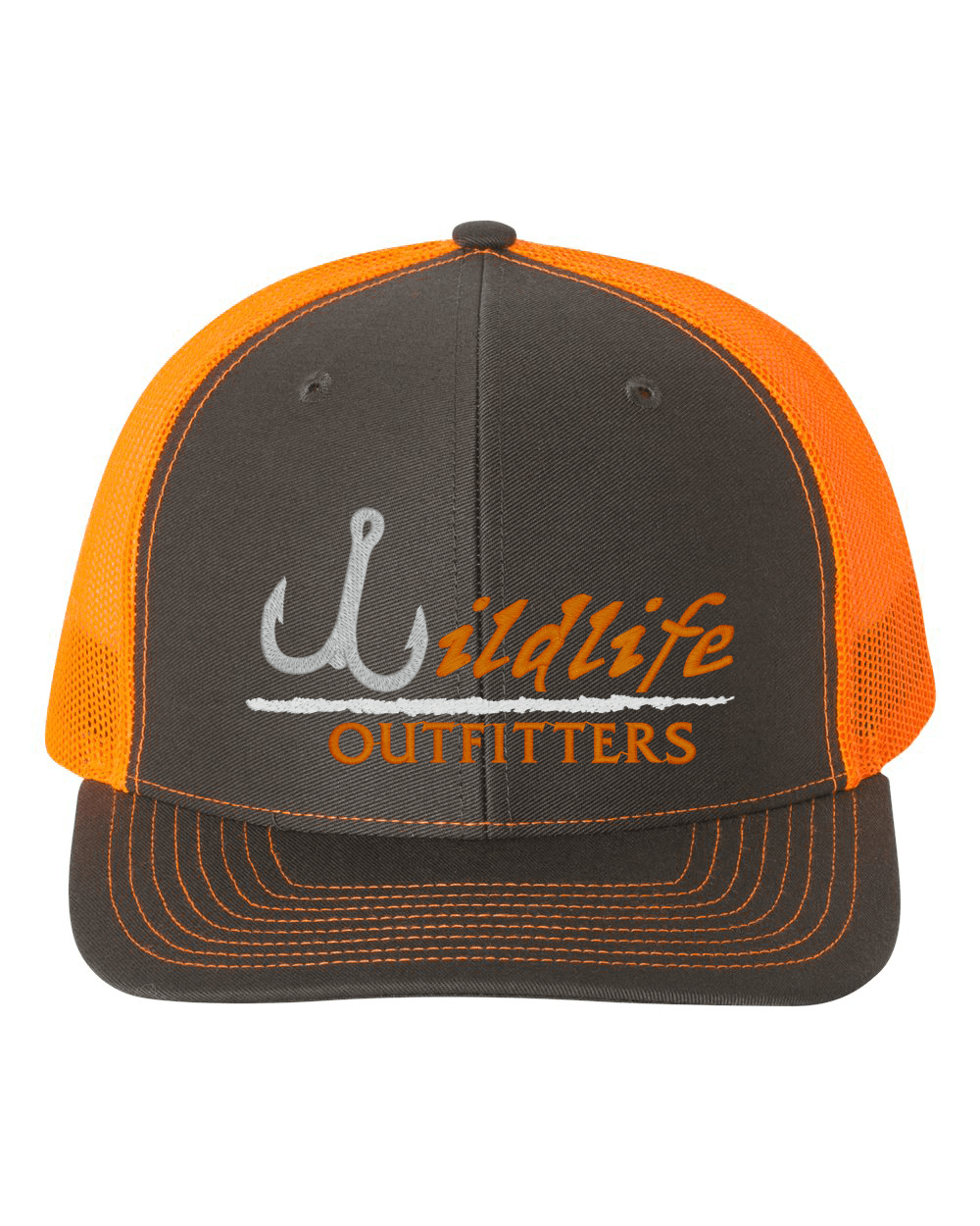 Neon Orange/Charcoal Snapback, Funny Fishing Hats
