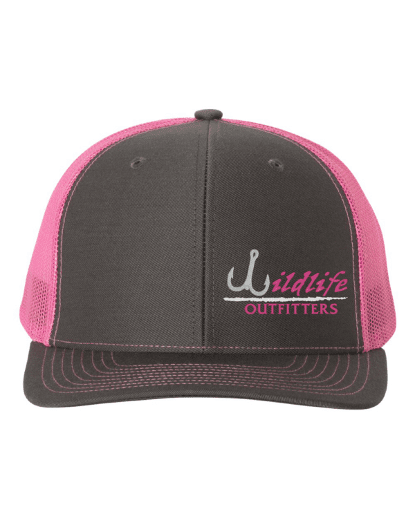 Full Panel Fishing Charcoal And Neon Pink Color Hat
