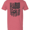 Back View Of Cardinal Red Buck Flag Shirt With Short Sleeves