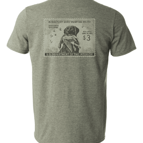 Back Of Duck Stamp Shirt In Military Green Color