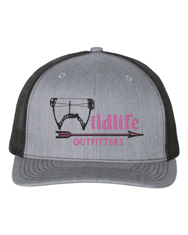 Full Panel Bow Heather Grey, Black Color Hat With Nylon Mesh