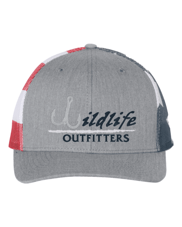 Full Panel Bow Heather Grey And Flag Hat