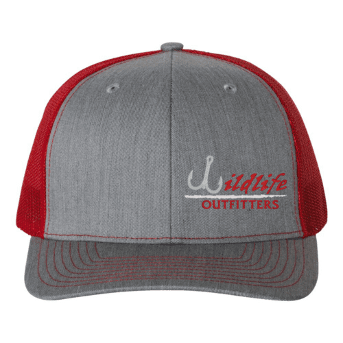 Left Panel Fishing Heather Grey, Red Color Hat