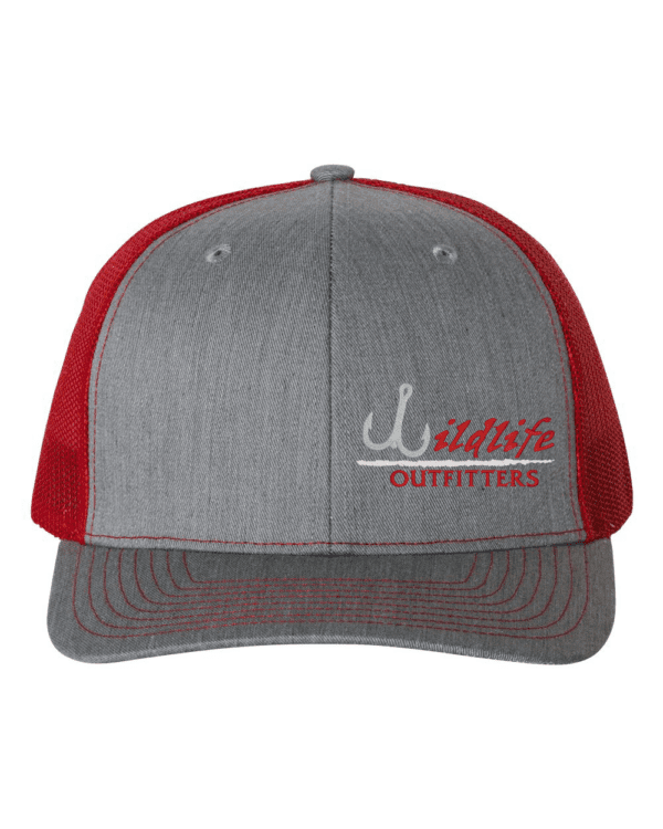 Left Panel Fishing Heather Grey, Red Color Hat