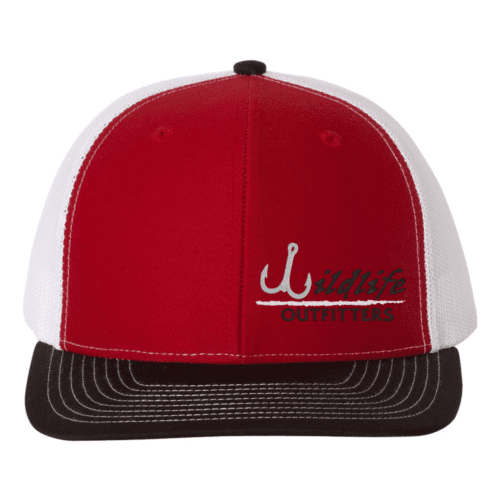 Left Panel Fishing Red And White And Black Color Hat