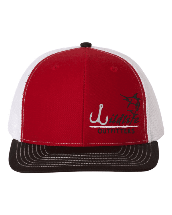 Left Panel Marlin Red And White And Black Color Hat