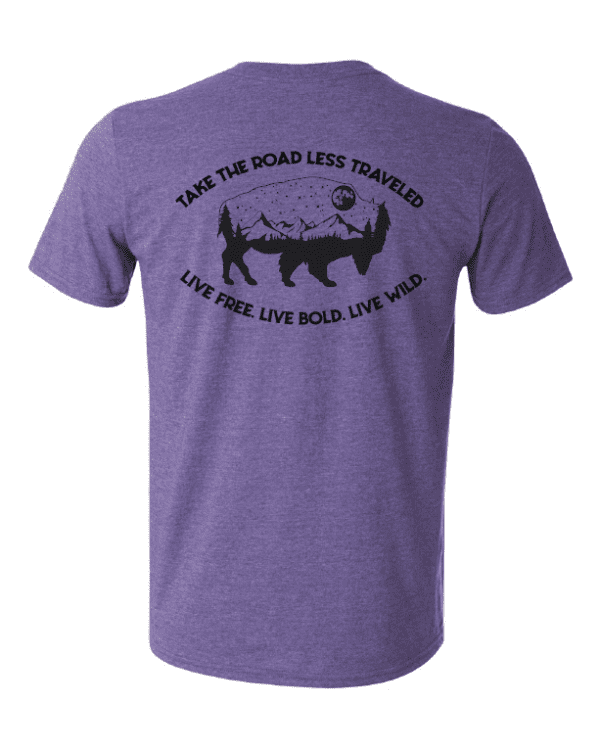 Purple Road Less Traveled T Shirt Back Side With Short Hands