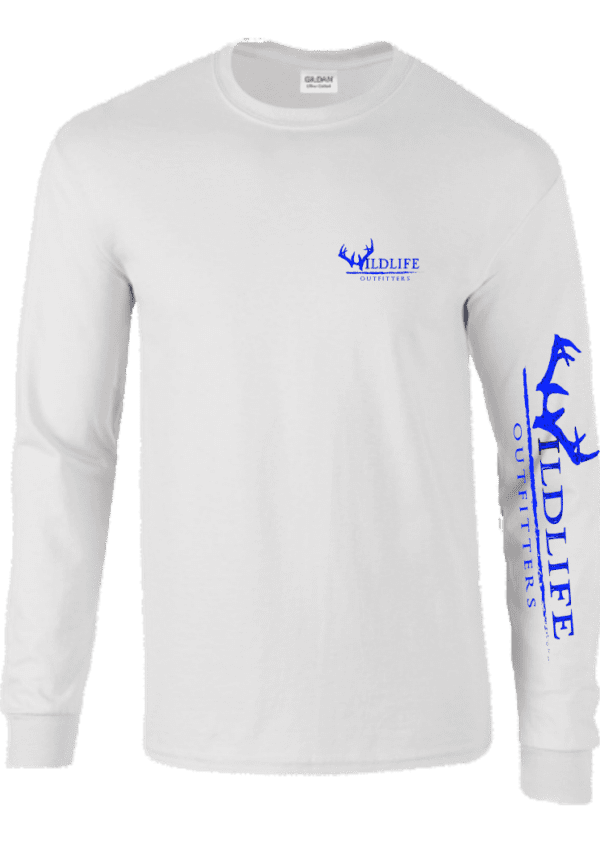 White Colored Shirt With Blue Color Logo On It